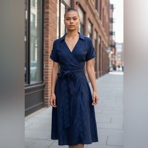 Elegant Navy Wrap Dress